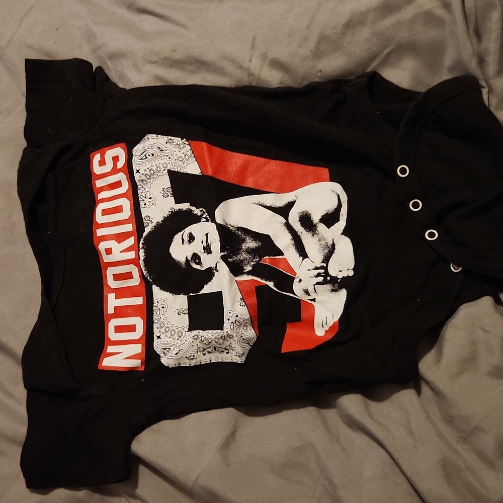 Brooklyn Mint Notorious B.I.G. Baby Onesie 6–12M Black Bioworld Merch